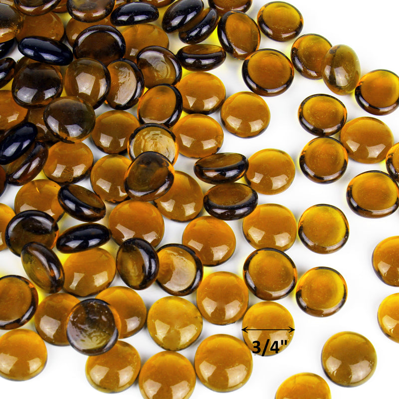 Pack of 30 LBS Amber Glass Vase Filler  for  home decor Beads Flat Gem Stone D-0.6"