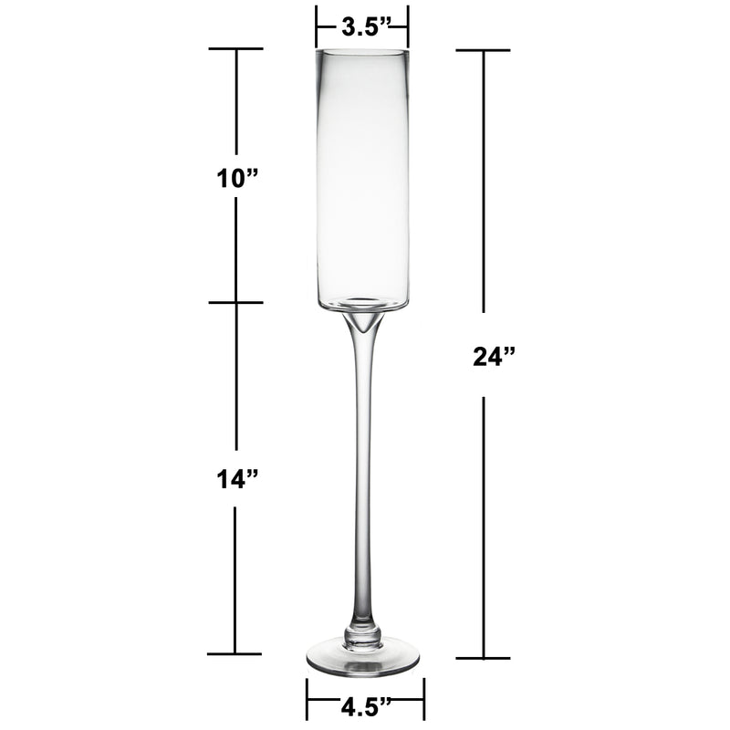 Pack of 6 PCS Clear Glass Contemporary Candle Holder D-3.5" H-24"