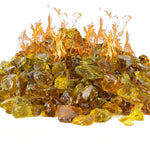 Amber Tempered Glass Pebble Fire Glass 0.5"-1" - Pack of 30 LBS - Modern Vase and Gift
