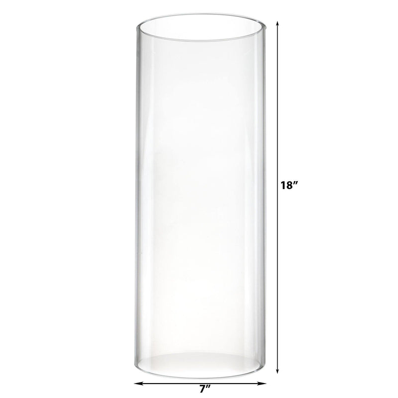 Clear Glass Open Ended Hurricane Tube D-7" H-18" - Pack of 4 PCS - Modern Vase and Gift
