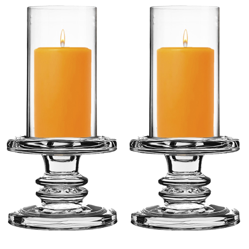 Pack of 12 Sets Clear Glass Candle Holder & Top Fitment Tubes Combo Holder H-3.25" D-4.5", Tube H-6" D-3"