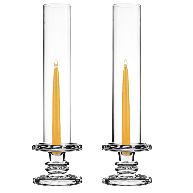 Pack of 12 Sets Clear Glass Candle Holder & Top Fitment Tubes Combo Holder H-3.25" D-4.5", Tube H-16" D-3"