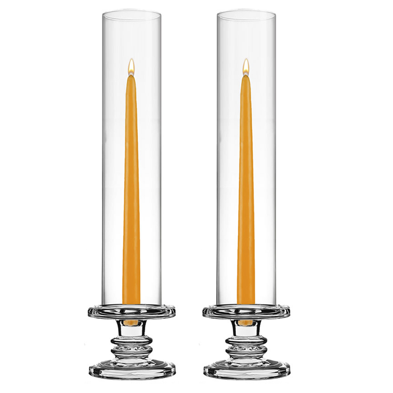 Pack of 12 Sets Clear Glass Candle Holder & Top Fitment Tubes Combo Holder H-3.25" D-4.5", Tube H-14" D-2.5"