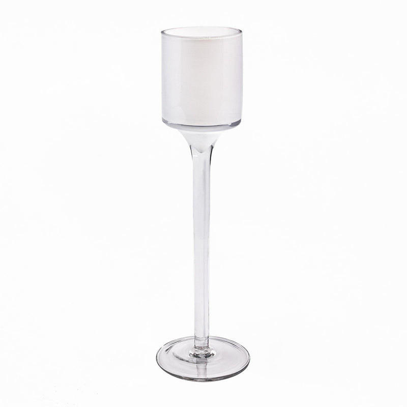 White Glass Stemmed Candle Holder O-2" H-9" - Pack of 36 PCS - Modern Vase and Gift