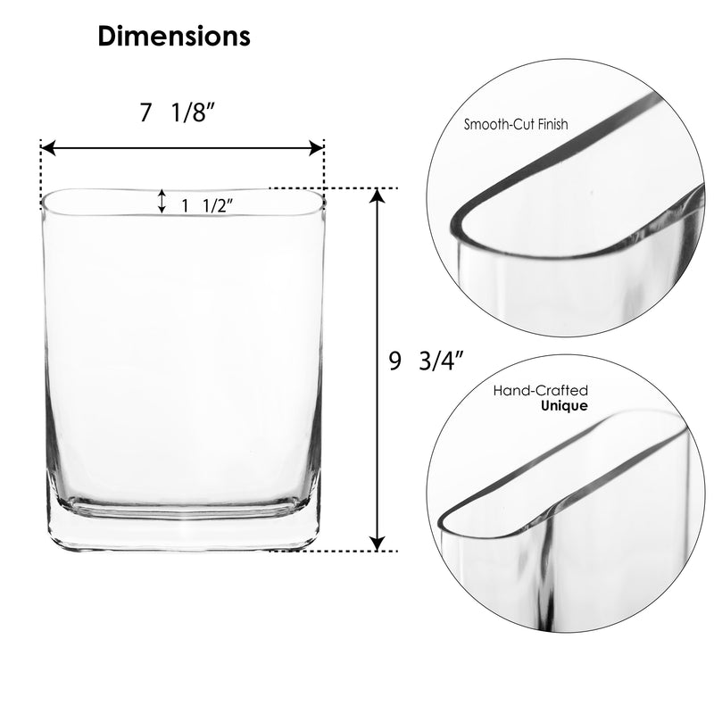 Clear Glass Thin Round Rectangle Vase O-7"X1.75" H-10" - Pack of 12 PCS - Modern Vase and Gift