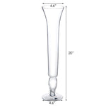 Clear Glass Flare Trumpet Vase D-4.5" H-20" - Pack of 12 PCS - Modern Vase and Gift
