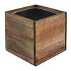 Natural Wooden Cube Plant Box with Zinc Metal Liner O-12" H-12" - Pack of 4 PCS - Modern Vase and Gift