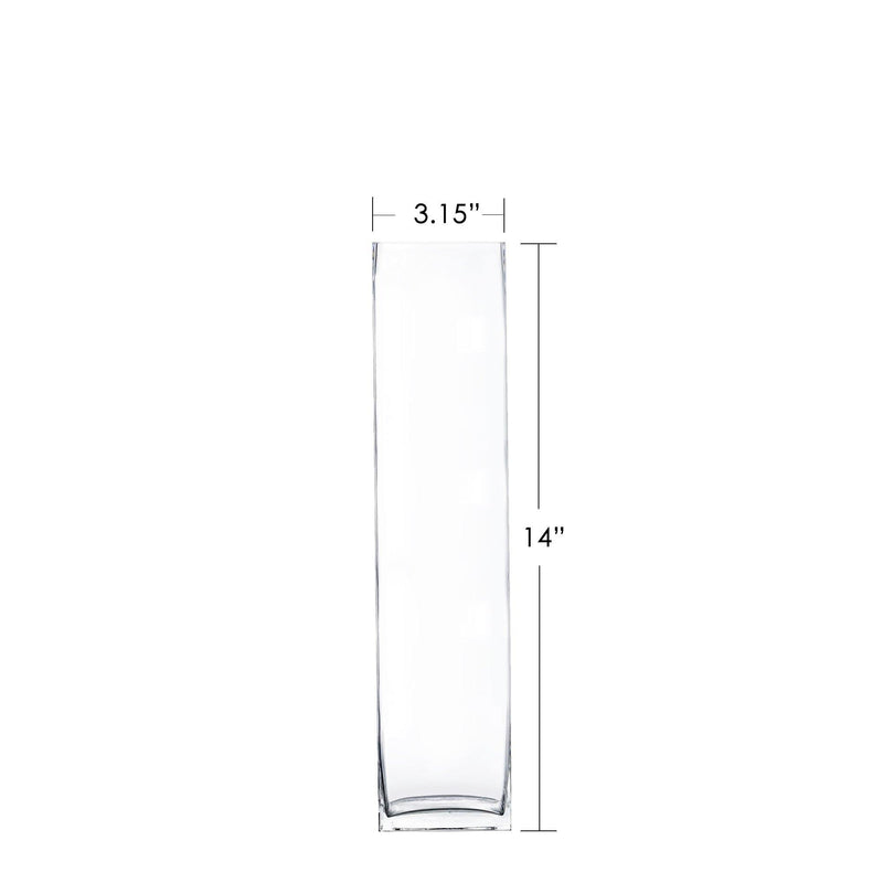 Clear Glass Square Vase O-3.15" H-14" - Pack of 6 PCS - Modern Vase and Gift