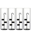 Pack of 12 Sets - Metal Black Tea Light Stand H-11.75" D-4.25" with 14" Hurricanes Tubes