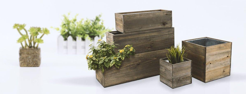 Wood Zinc Planters - Modern Vase and Gift
