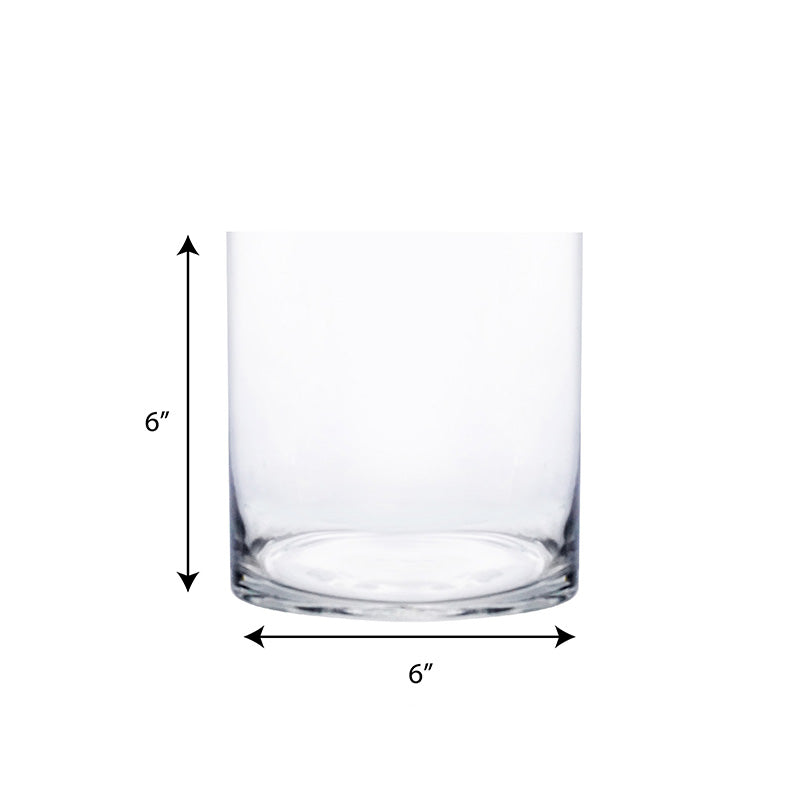 30 PCS Clear Glass Cylinder Vase D-6" H-6" (Available in 90 & 300 PCS)