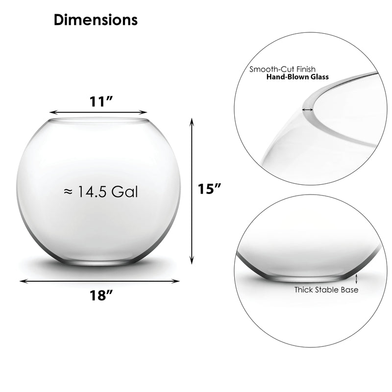 Pack of 1 PC Clear Glass Bubble Bowl H-15" O-8.75" D-18"