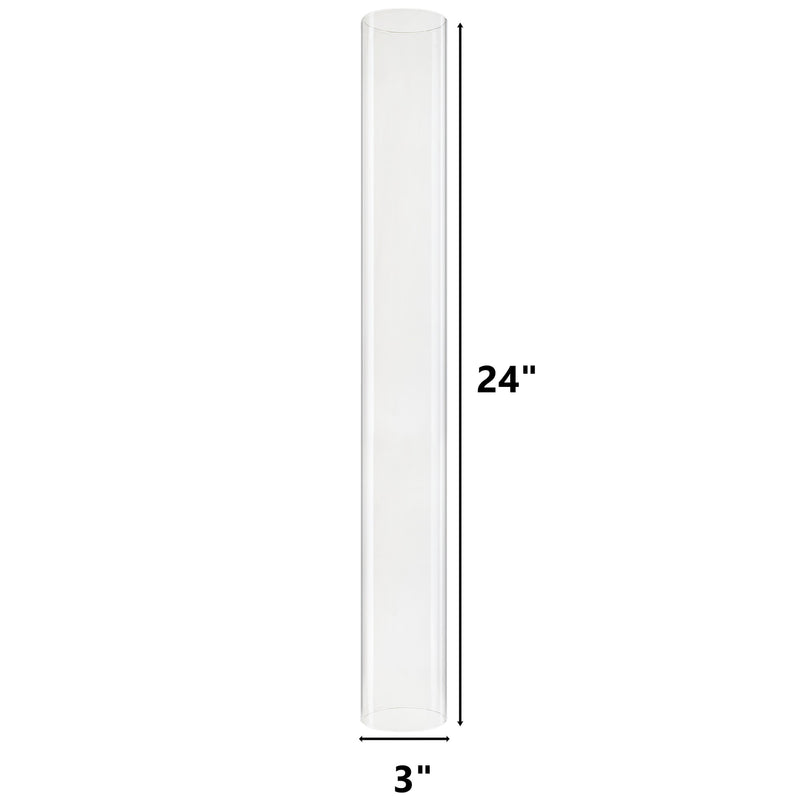 12 PCS Clear Glass Open Ended Hurricane Tube D-3" H-24"