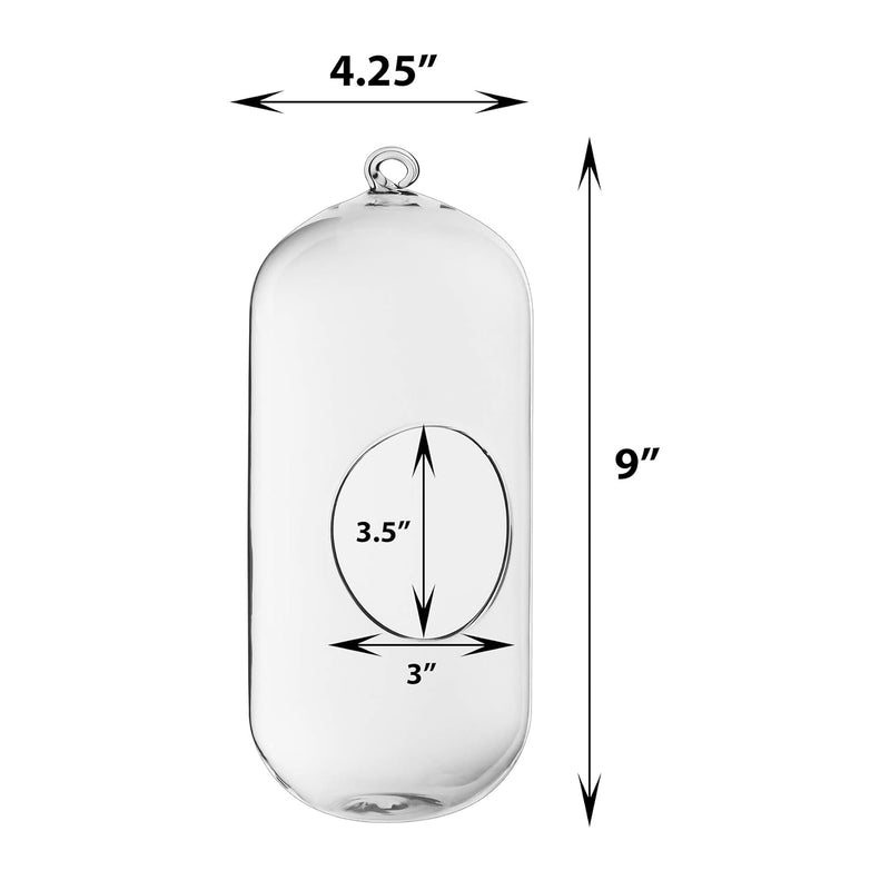 18 PCS Clear Glass Hanging Oval Holders O-3.75"X2.75" D-4.25" H-9.5"