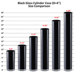 Pack of 4 PCS Black Glass Cylinder Vase D-4" H-20"
