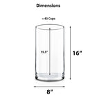 20 PCS Clear Glass Cylinder Vase D-8" H-16" (Available in 60 & 200 PCS)