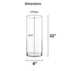 20 PCS Clear Glass Cylinder Vase D-8" H-22" (Available in 60 & 200 PCS)