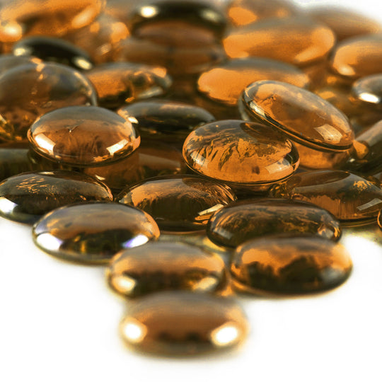 Pack of 40 LBS Dark Amber Glass Vase Filler for home decor Beads Flat Gem Stone D-1"