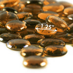 Pack of 40 LBS Dark Amber Glass Vase Filler for home decor Beads Flat Gem Stone D-1"