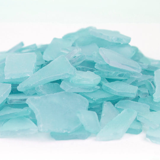 20 LBS Frosted Aqua Blue Flat Sea Glass 0.5"-2"