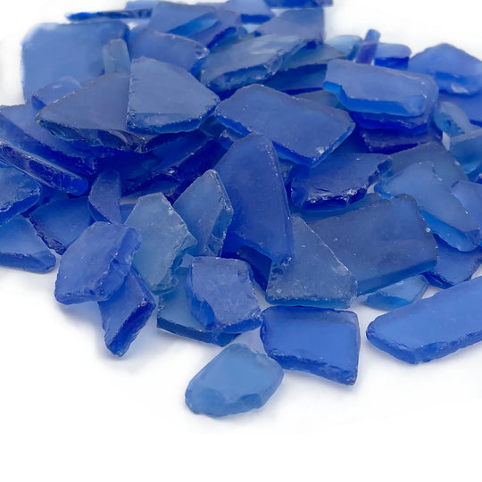 20 LBS Frosted Blue Flat Sea Glass 0.5"-2"