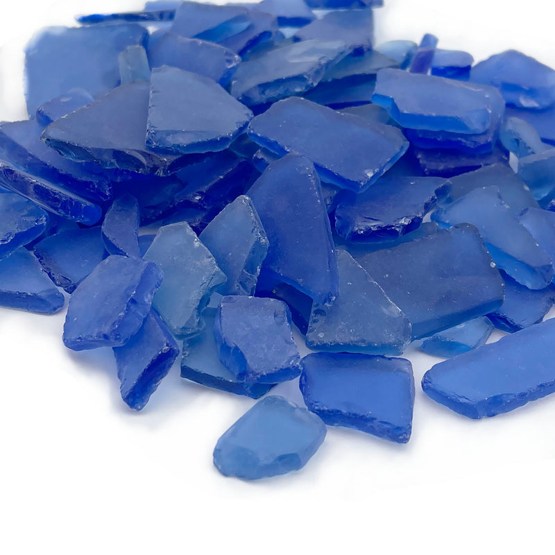 20 LBS Frosted Blue Flat Sea Glass 0.5"-2"