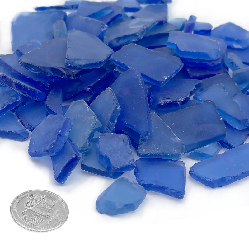 20 LBS Frosted Blue Flat Sea Glass 0.5"-2"