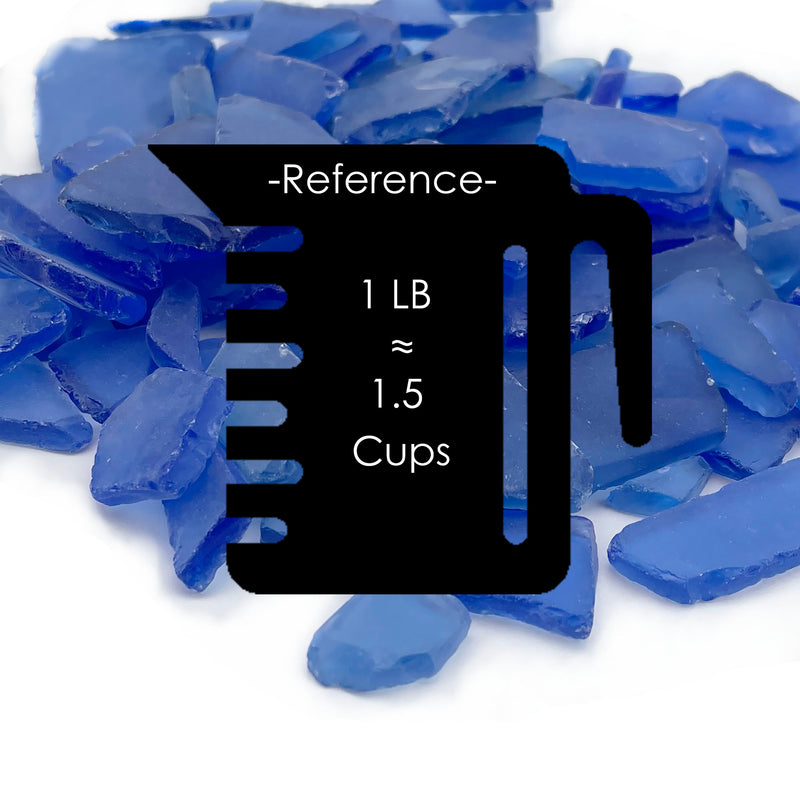 20 LBS Frosted Blue Flat Sea Glass 0.5"-2"