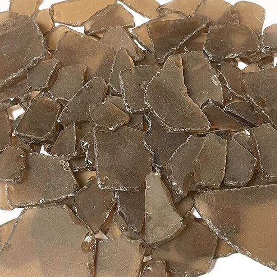 20 LBS Frosted Brown Flat Sea Glass 0.5"-2"