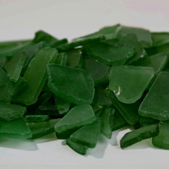 20 LBS Frosted Green Flat Sea Glass 0.5"-2"