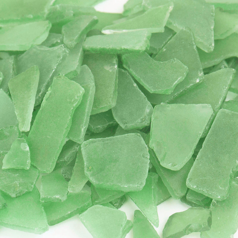 20 LBS Frosted Green Flat Sea Glass 0.5"-2"