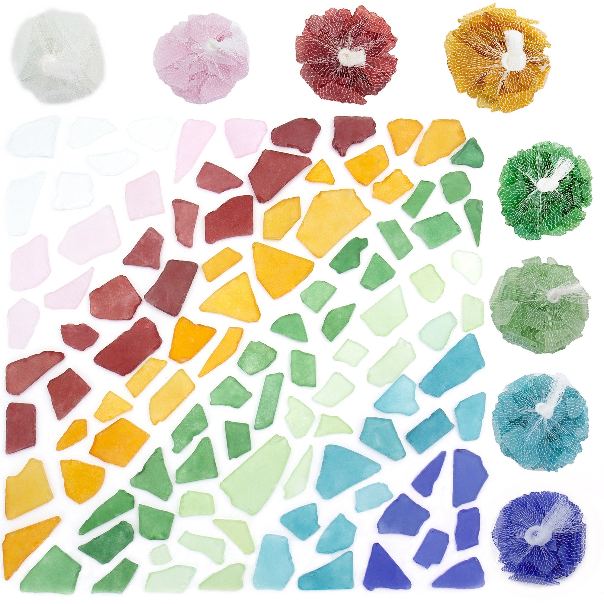 24 LBS Assorted Mix Colors Flat Sea Glass 0.5
