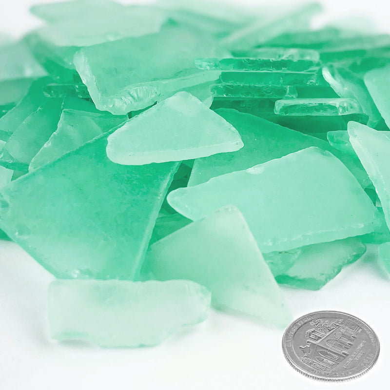 20 LBS Frosted Aqua Green Flat Sea Glass 0.5"-2"