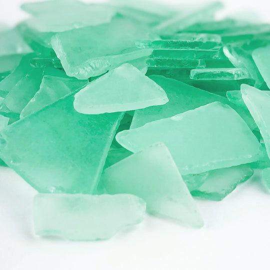 20 LBS Frosted Aqua Green Flat Sea Glass 0.5"-2"