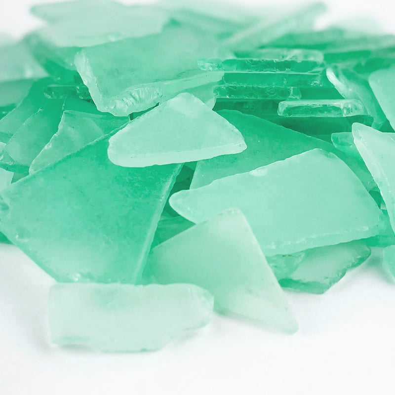 20 LBS Frosted Aqua Green Flat Sea Glass 0.5"-2"
