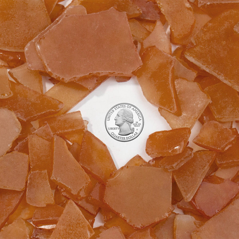 20 LBS Frosted Dark Orange Flat Sea Glass 0.5"-2"