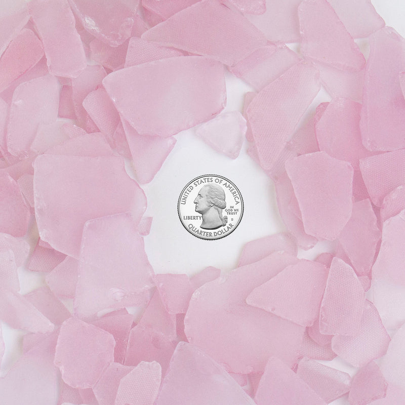 20 LBS Frosted Pink Flat Sea Glass 0.5"-2"