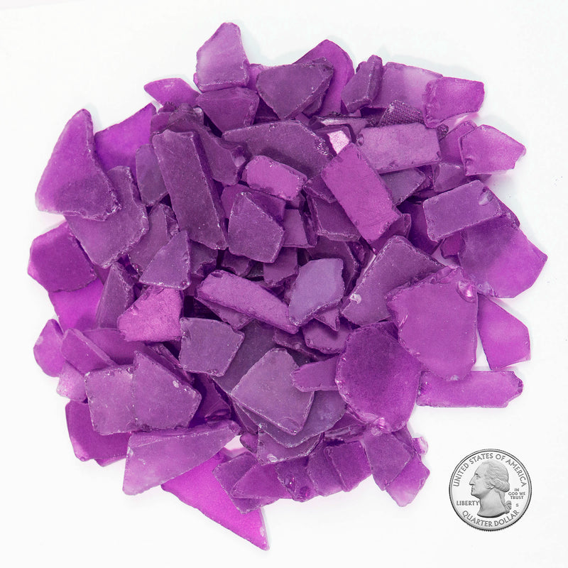 20 LBS Frosted Purple Flat Sea Glass 0.5"-2"
