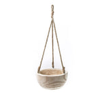 Hanging planter with rope on a white background