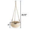 Hanging planter with dimensions labeled on a white background