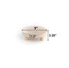 Wooden stool with dimensions labeled on a white background