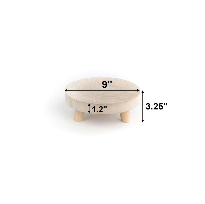 Wooden stool with dimensions labeled on a white background