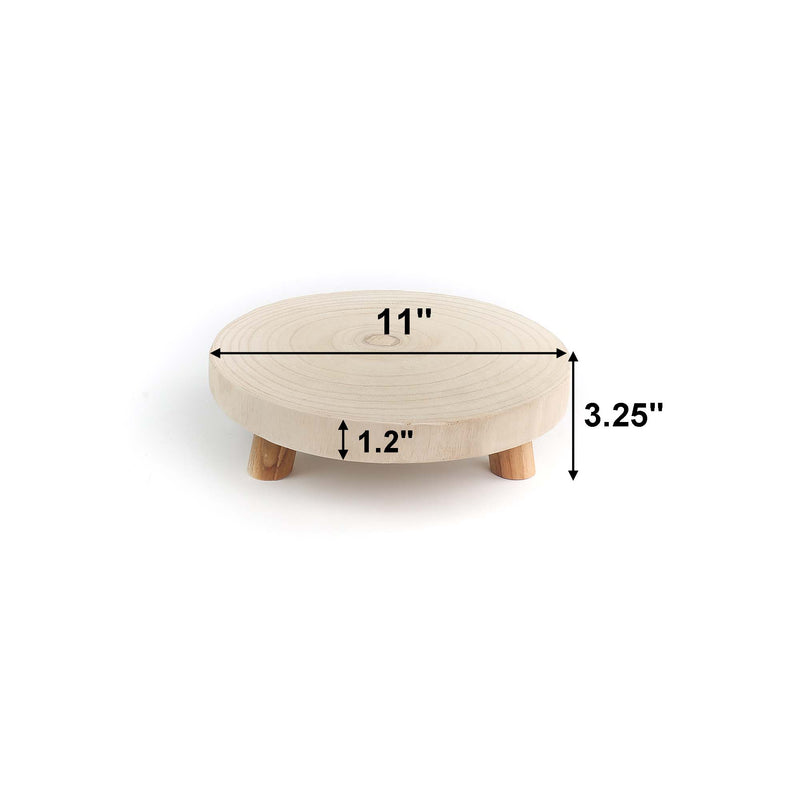 Wooden stool with measurements on a white background