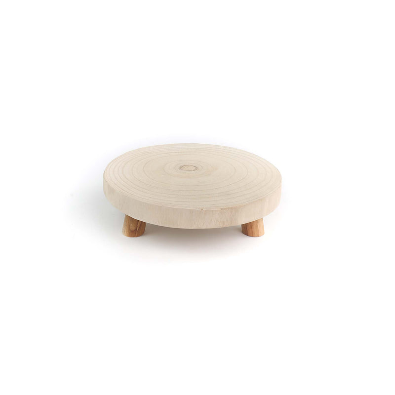 Round wooden stool on a white background