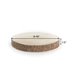 Wooden round platform with dimensions on a white background