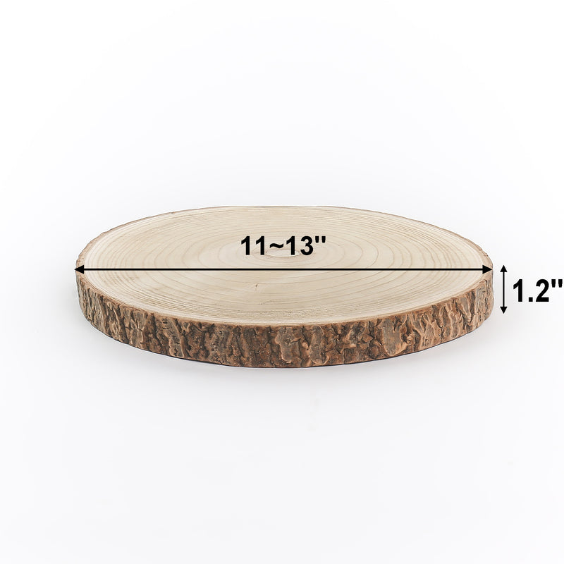 Wooden round slab with measurements on a white background