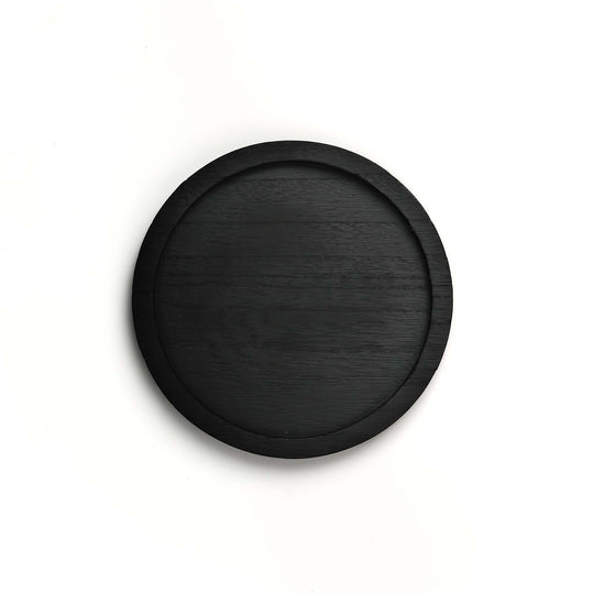 9" Black Wooden Display Tray – Round Wood Tray for Candle, Sand & Decor, Pack of 10
