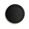 Black round tray on a white background