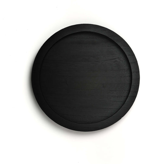 11" Black Wooden Display Tray – Round Wood Tray for Candle, Sand & Decor, Pack of 10