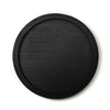 Black circular tray on a white background